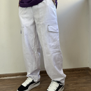 Calça Cargo Contraste Branca