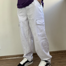 Calça Cargo Contraste Branca