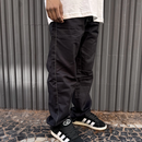 Calça Jeans Reta Preta Contraste