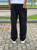 Calça Cargo de Moletom Bordado Trip Side Preto