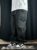 Calça Sarja Hocks Baggy Preta Contraste