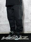 Calça Baggy Jeans Preto Costuras Brancas